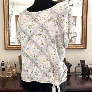 LC Lauren Conrad Pastel Floral Tie-Hem Blouse - Pink, Green, Lavender